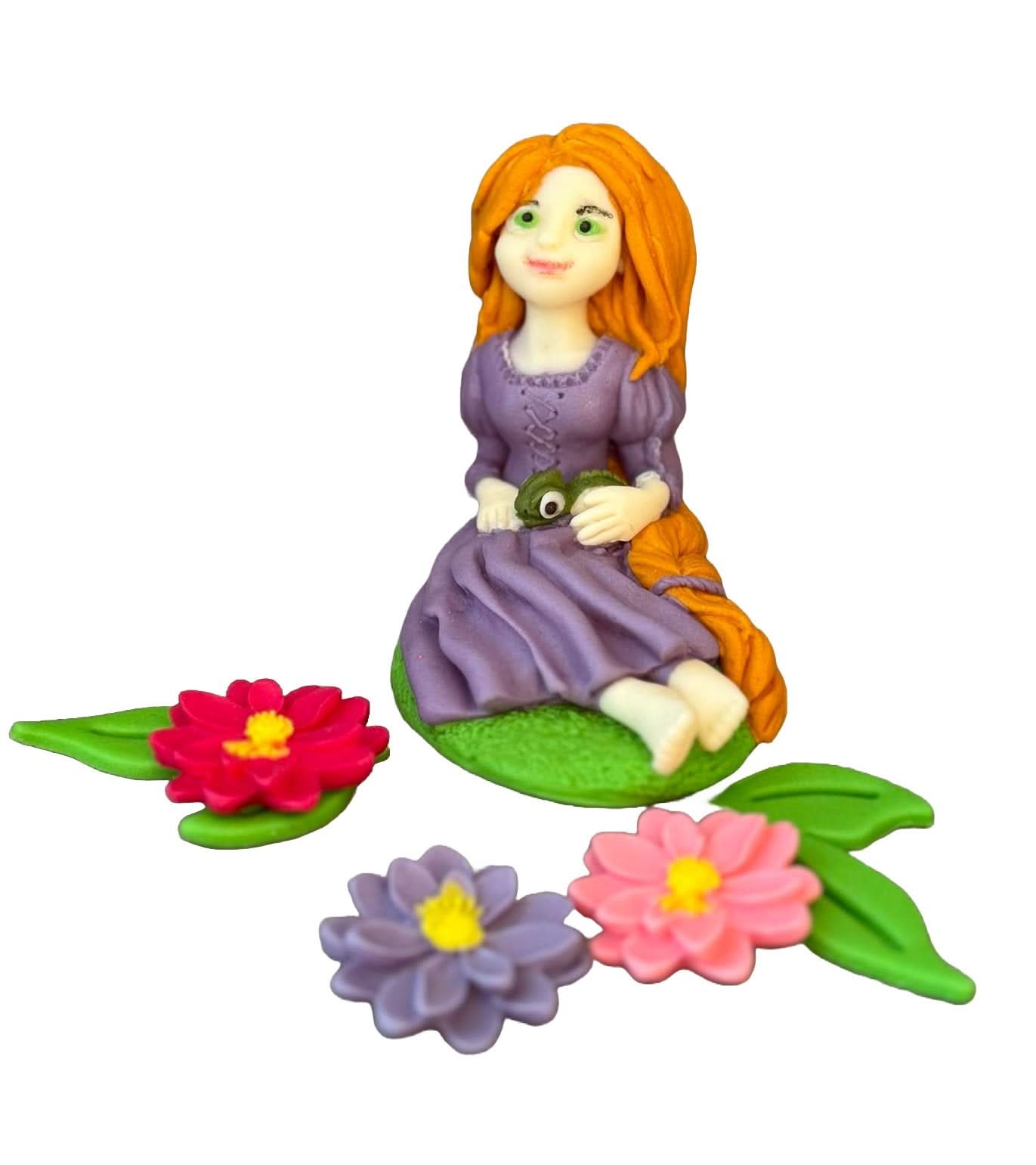 Set de 6 decoraciones de azúcar comestible, Decoraciones de pasta de azúcar Rapunzel Nati Shop