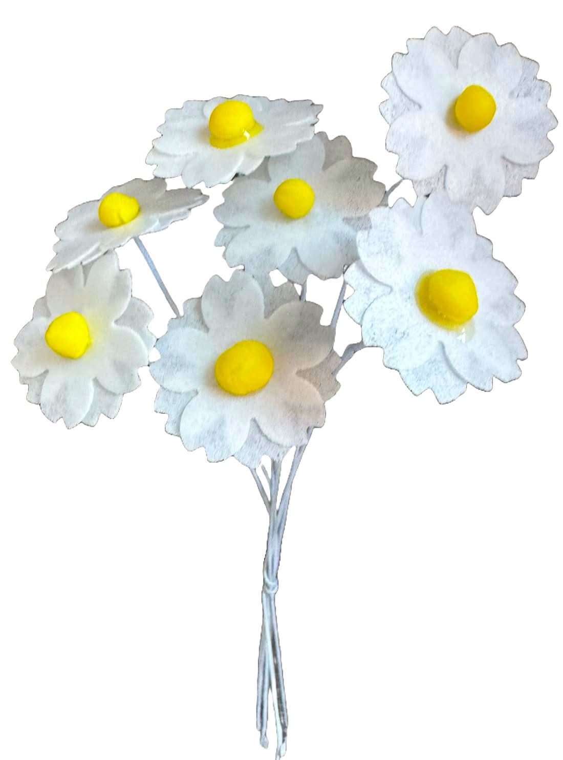 Set de 7 adornos comestibles de obleas, flores blancas Adornos de pasta de azúcar Nati Shop