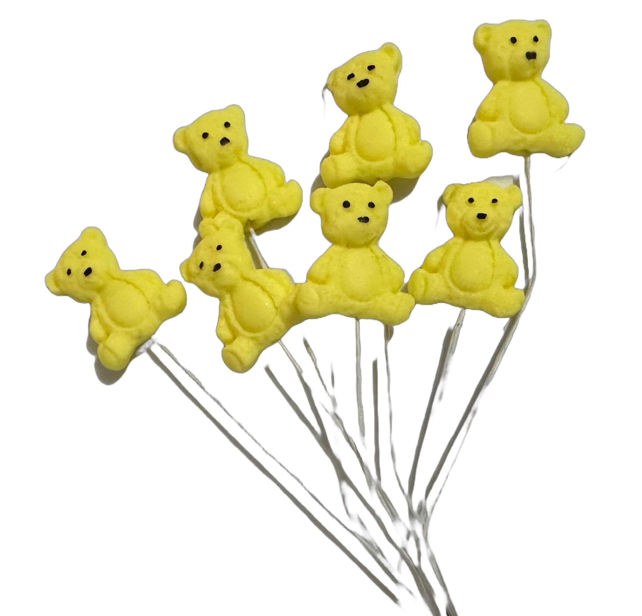 Set de 7 decoraciones comestibles de azúcar, Osito Amarillo Decoraciones de Pasta de Azúcar Nati Shop