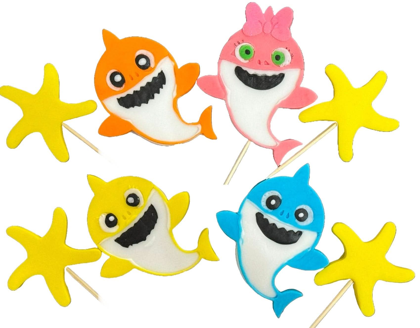 Set de 8 adornos comestibles de azúcar, Baby Shark Decoraciones de pasta de azúcar Nati Shop