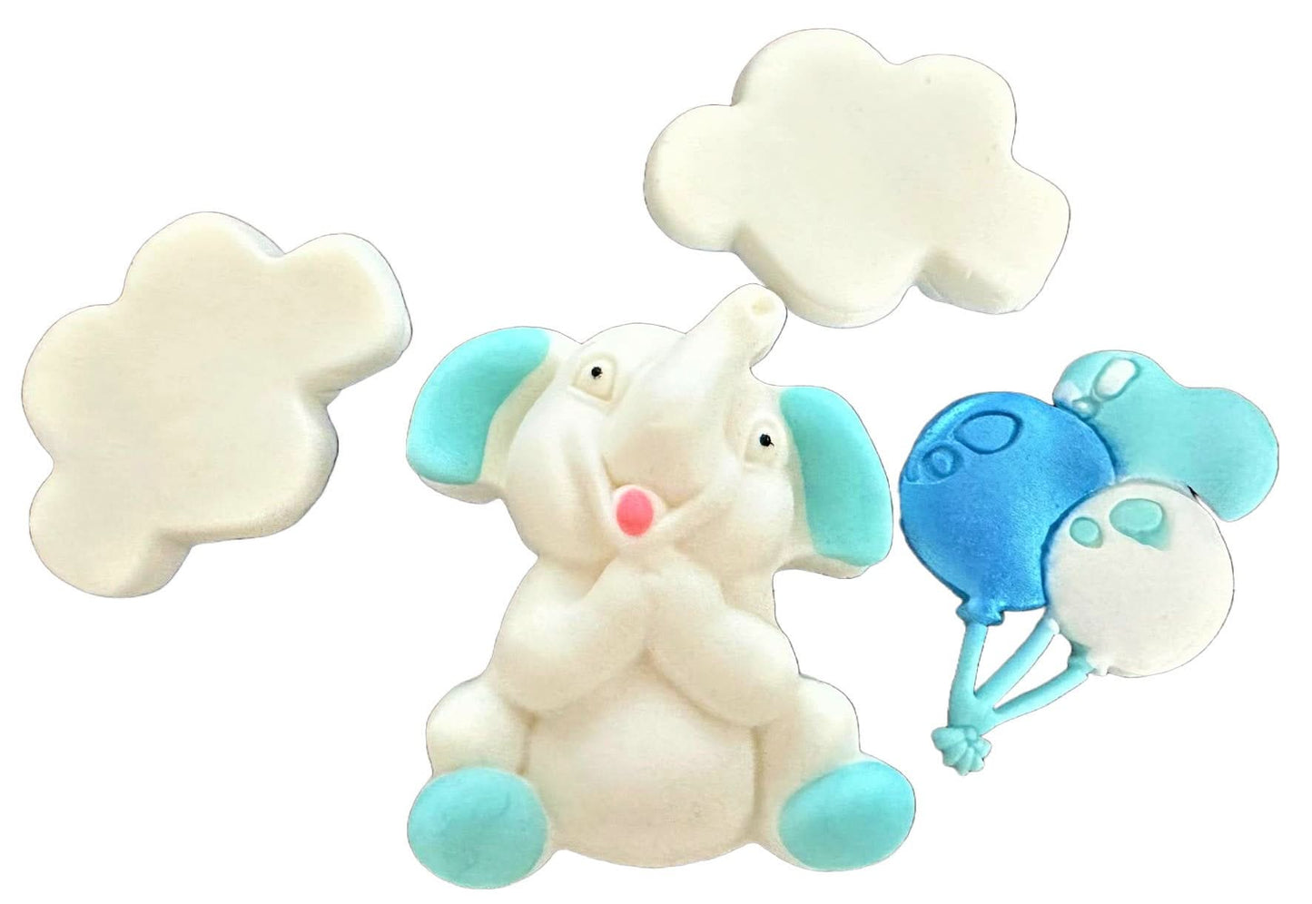Set de adornos comestibles de azúcar, Elefante Azul Decoraciones de Pasta de Azúcar Nati Shop