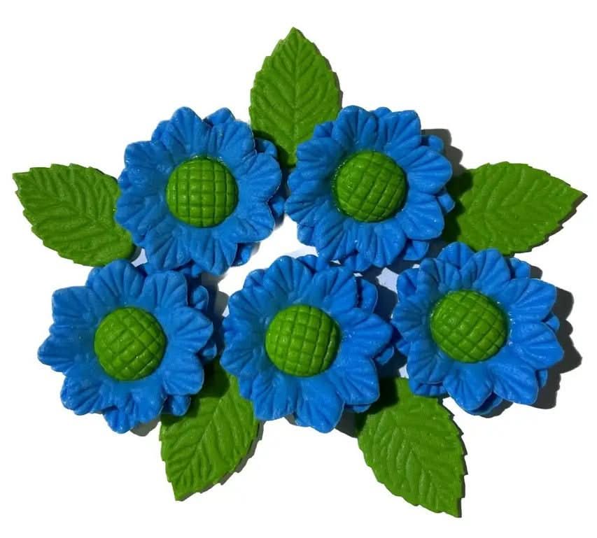 Set de adornos de azúcar comestible, Flores azules Nati Shop