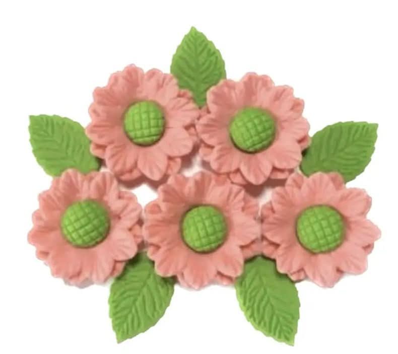 Set de adornos comestibles de azúcar, flores rosas Nati Shop