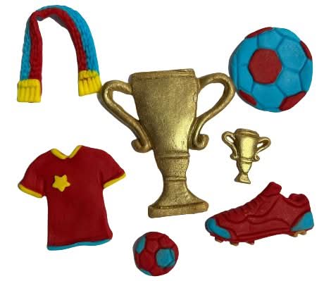 Set de adornos comestibles de azúcar, Adornos de pasta de azúcar de fútbol Nati Shop