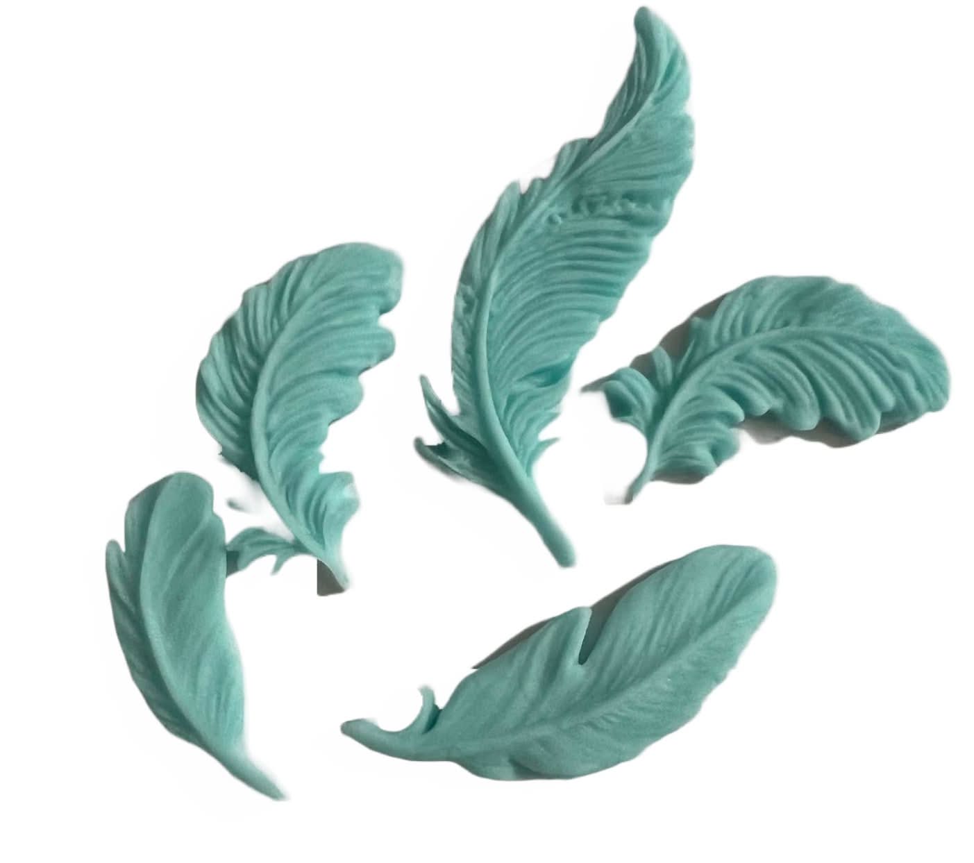 Set de adornos comestibles de azúcar, Plumas Azules Decoraciones de Pasta de Azúcar Nati Shop
