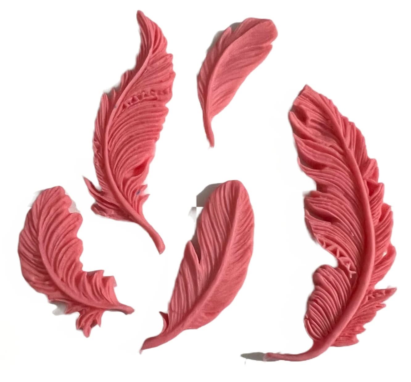 Set de decoraciones de azúcar comestible, Plumas Rosadas Decoraciones de Pasta de Azúcar Nati Shop