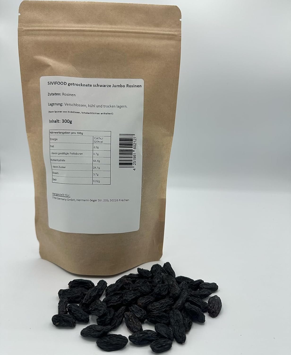 SIVIFOOD pasas negras jumbo 300g - pasas negras grandes y deliciosas uvas afrutadas dulces secadas naturalmente de primera calidad sin azufre sin azúcar sin azúcar sin aceite Aditivos Kishmish Productos deshidratados Naty Shop