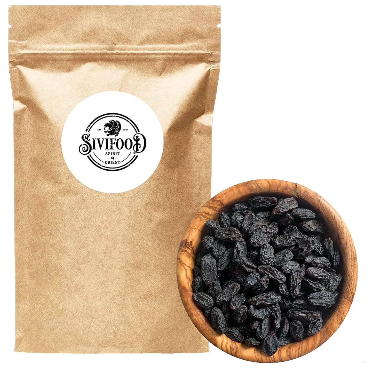 SIVIFOOD jumbo pasas negras 300g - pasas negras grandes y deliciosas de alta calidad uvas afrutadas dulces secas naturalmente sin azufre sin azúcar sin azúcar sin aditivos Sin aditivos Productos deshidratados Kishmish Naty Shop 300G