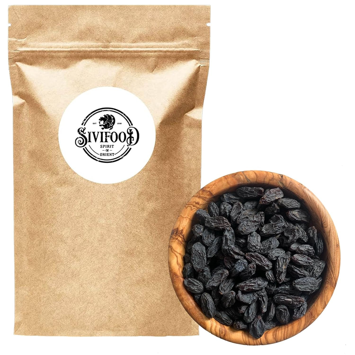 SIVIFOOD jumbo pasas negras 300g - pasas negras grandes y deliciosas de alta calidad uvas afrutadas dulces secas naturalmente sin azufre sin azúcar sin azúcar sin aditivos Sin aditivos Productos deshidratados Kishmish Naty Shop 300G