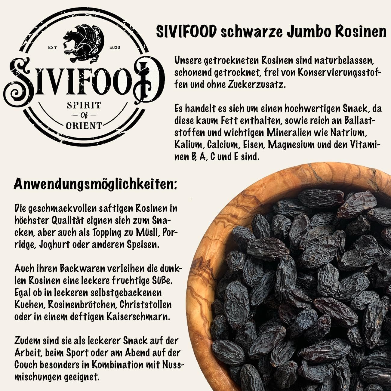 SIVIFOOD pasas negras jumbo 300g - pasas negras grandes y deliciosas uvas afrutadas dulces secadas naturalmente de primera calidad sin azufre sin azúcar sin azúcar sin aceite Aditivos Kishmish Productos deshidratados Naty Shop