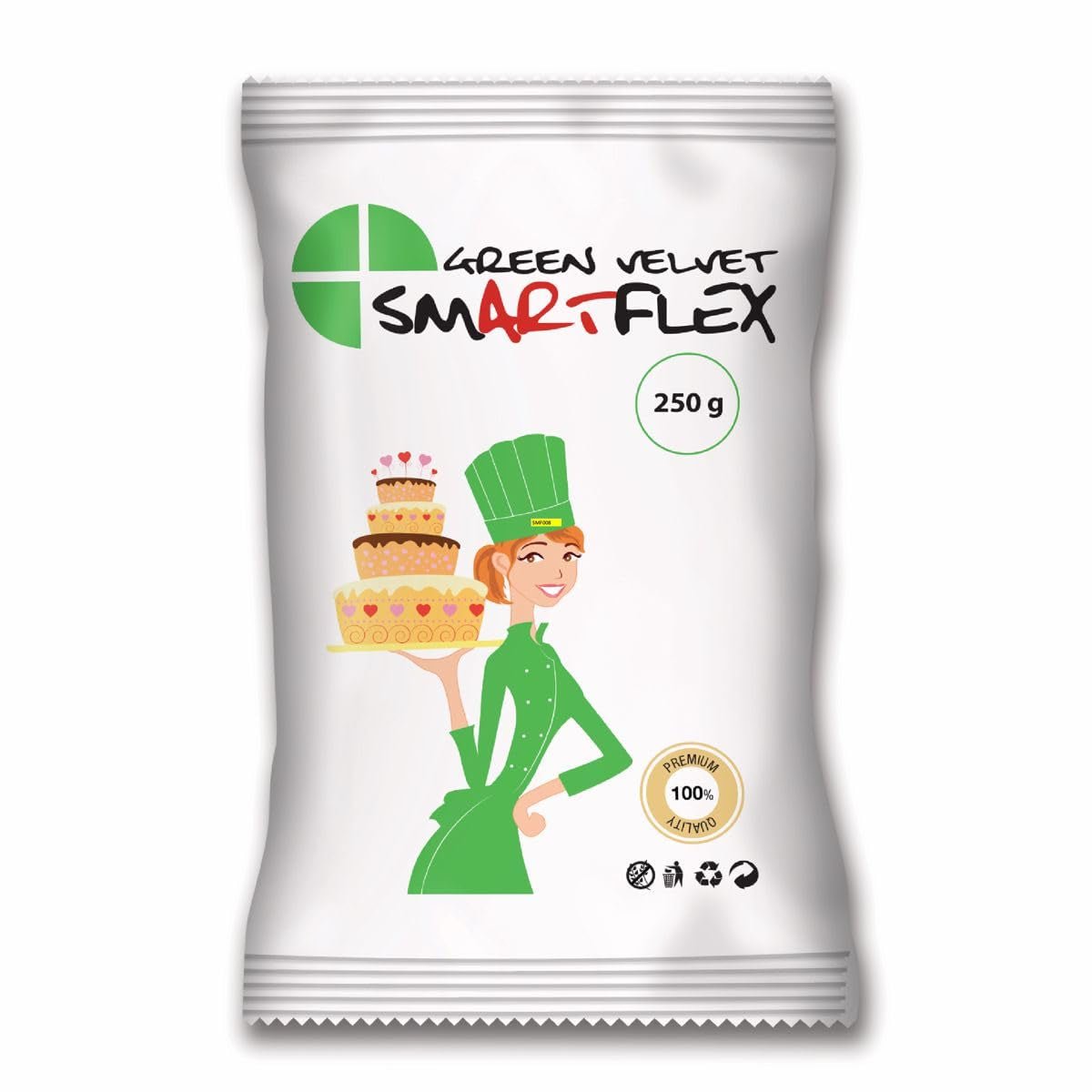 SmartFlex Fondant Green Velvet, 250 g (paquete de 2) Pasta de azúcar Naty Shop