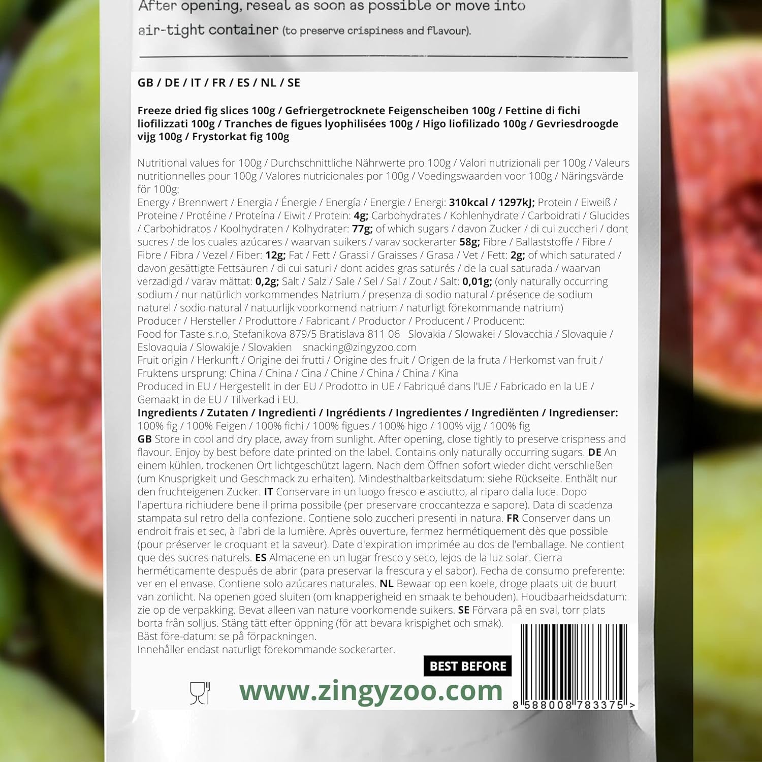 Higos liofilizados Higos secos 100% naturales | Sin azúcares añadidos Dulces liofilizados saludables | Frutas liofilizadas Higos liofilizados | ZingyZoo (100g) Naty Shop productos deshidratados