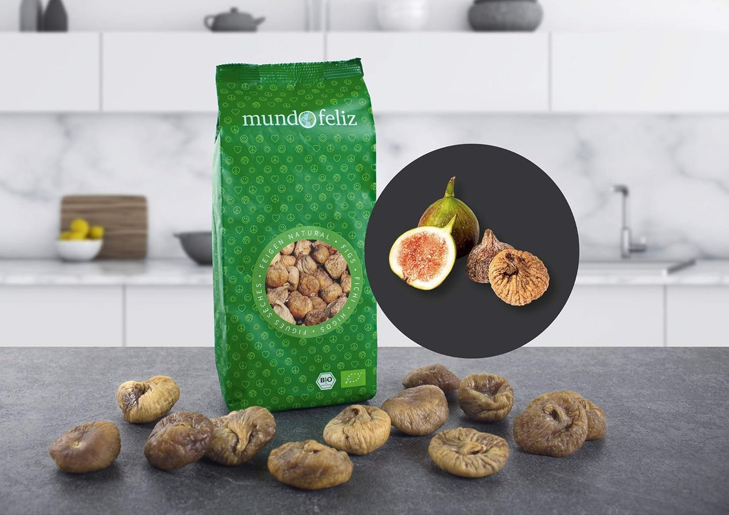 Mundo Feliz higos secos de agricultura ecológica, 2 x 500 g Naty Shop productos deshidratados