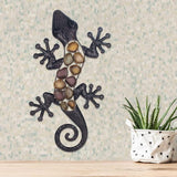 Lagarto de pared de metal tonos tierra 60 x 30 x 1,5 cm, de colores, estándar Estatuillas y esculturas Naty Shop