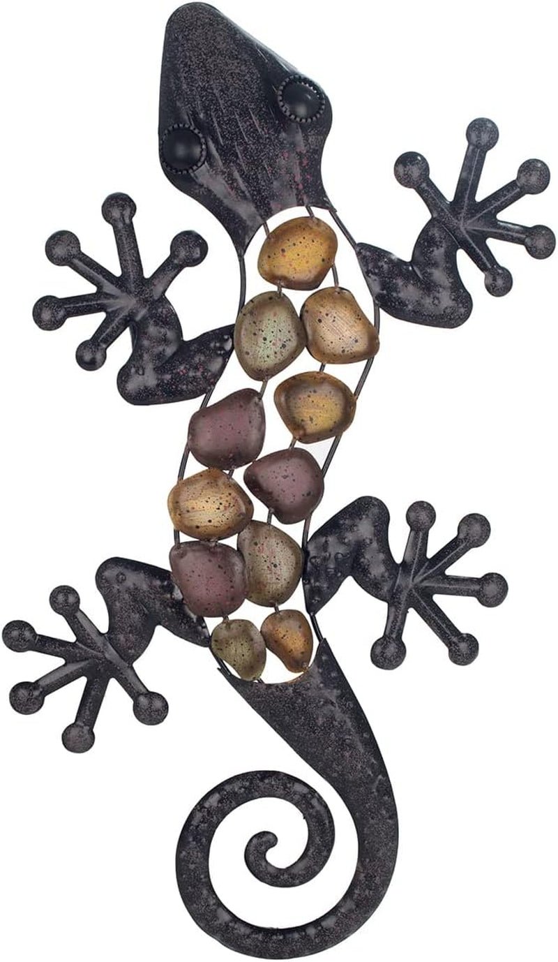 Lagarto de pared de metal tonos tierra 60 x 30 x 1,5 cm, coloreado, estándar Estatuillas y esculturas Naty Shop Título predeterminado