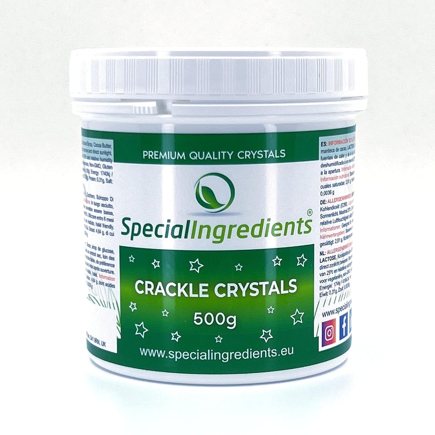 Ingredientes Especiales Cristales Crackle Crackle 500g La más alta calidad, sin OGM, ideal para tartas, dulces y helados Naty Shop Pasta de Azúcar 500G (1 paquete)