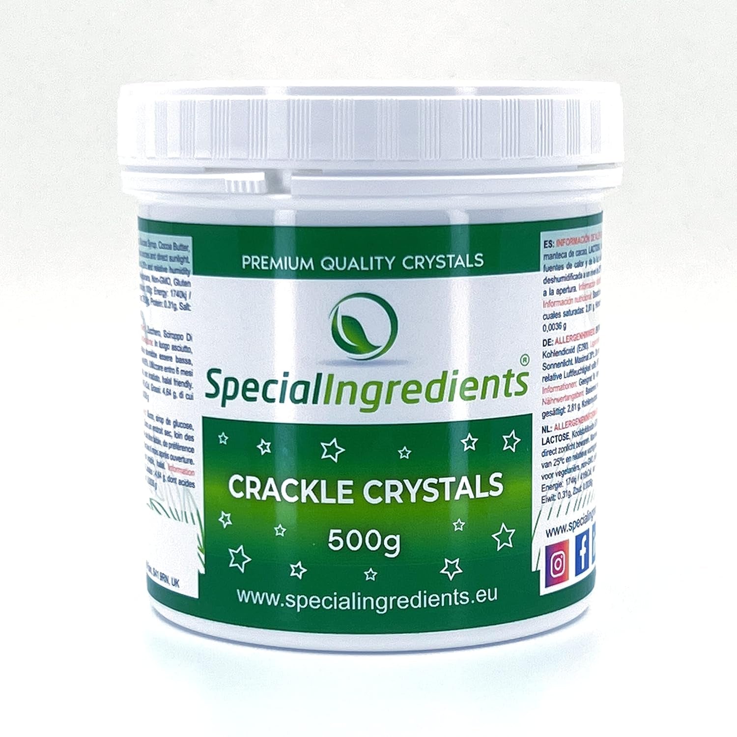 Ingredientes Especiales Cristales Crackle Crackle 500g La más alta calidad, sin OGM, ideal para tartas, dulces y helados Naty Shop Pasta de Azúcar 500G (1 paquete)