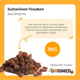 Pasas sultanas 1kg | Pasas de Esmirna | Pasas sultanas secas de Izmir | 100% de origen turco | Aperitivos de calidad | en Fibra dietética procedente de uvas pasas | Naty Shop productos deshidratados