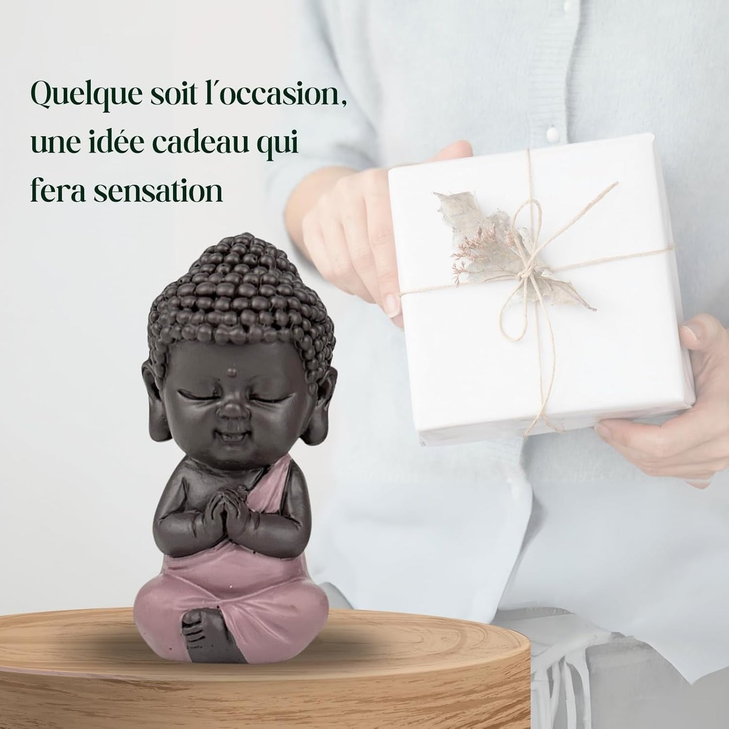 Figura Buda Bebé Toga Rosa - Figura inspiradora y alegre - Talismán positivo Concentración - Idea de regalo dulce y espiritual - Al. 7 cm - Estatuillas y esculturas Zen'Light Naty Shop
