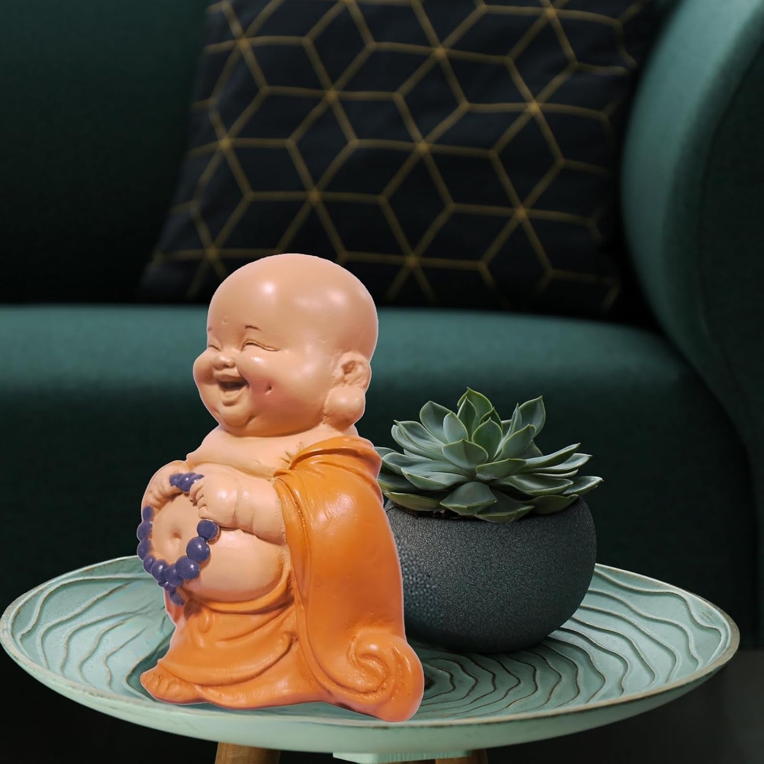 Estatua de Buda sonriente con rosario - Figura inspiradora y alegre - Talismán de la suerte lleno de positividad - Idea de regalo dulce y espiritual - -Al 10 cm - Estatuas y esculturas Zen'Light Naty Shop