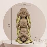 Estatua 3 Budas sonrientes - No ver nada - No oír nada - No decir nada - Bebé Buda Conjunto simbólico - Estado de ánimo tranquilo y alegre - Decoración Zen -Al. 18 cm - Estatuillas y esculturas Zen'Light Naty Shop