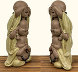 Estatua 3 Budas sonrientes - No ver nada - No oír nada - No decir nada - Bebé Buda Conjunto simbólico - Estado de ánimo tranquilo y alegre - Decoración Zen -Al. 18 cm - Estatuillas y esculturas Zen'Light Naty Shop