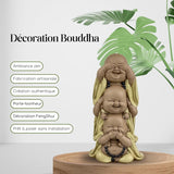 Estatua 3 Budas sonrientes - No ver nada - No oír nada - No decir nada - Bebé Buda Conjunto simbólico - Estado de ánimo tranquilo y alegre - Decoración Zen -Al. 18 cm - Estatuillas y esculturas Zen'Light Naty Shop