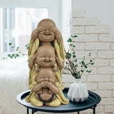 Estatua 3 Budas sonrientes - No ver nada - No oír nada - No decir nada - Bebé Buda Conjunto simbólico - Estado de ánimo tranquilo y alegre - Decoración Zen -Al. 18 cm - Estatuillas y esculturas Zen'Light Naty Shop