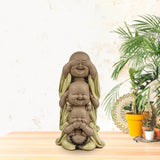 Estatua 3 Budas sonrientes - No ver nada - No oír nada - No decir nada - Bebé Buda Conjunto simbólico - Estado de ánimo tranquilo y alegre - Decoración Zen -Al. 18 cm - Estatuillas y esculturas Zen'Light Naty Shop