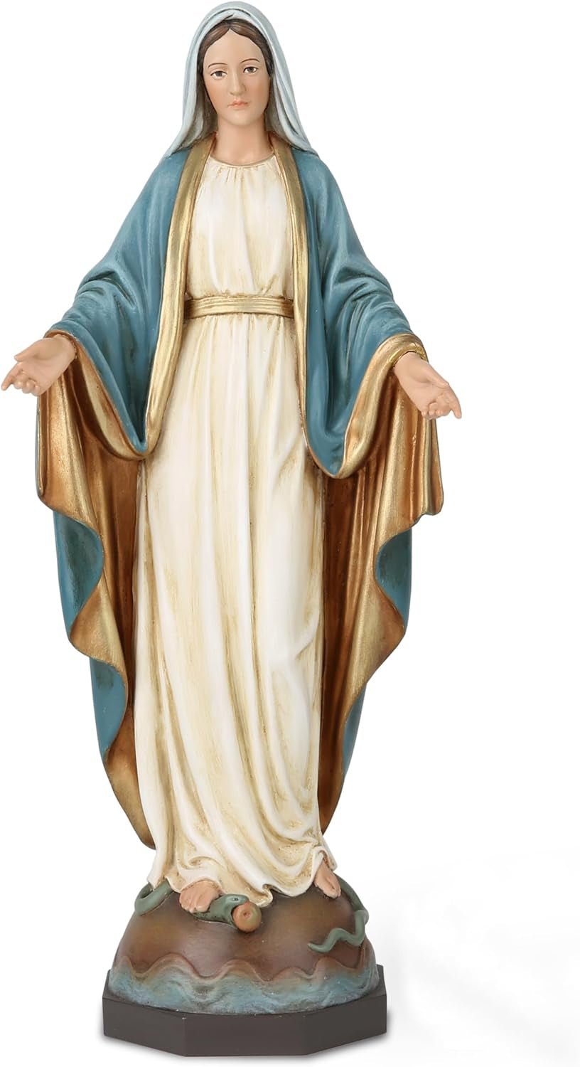 BC Estatua católica de Nuestra Señora de Gracia, figura de altar de la Virgen María, regalo religioso para la madre, decoraciones católicas para el hogar, 34,3 cm de altura, pintada a mano por Buildclassic (Elegant) Estatuillas y esculturas Naty Shop Elegant 10,8 pulgadas de alto