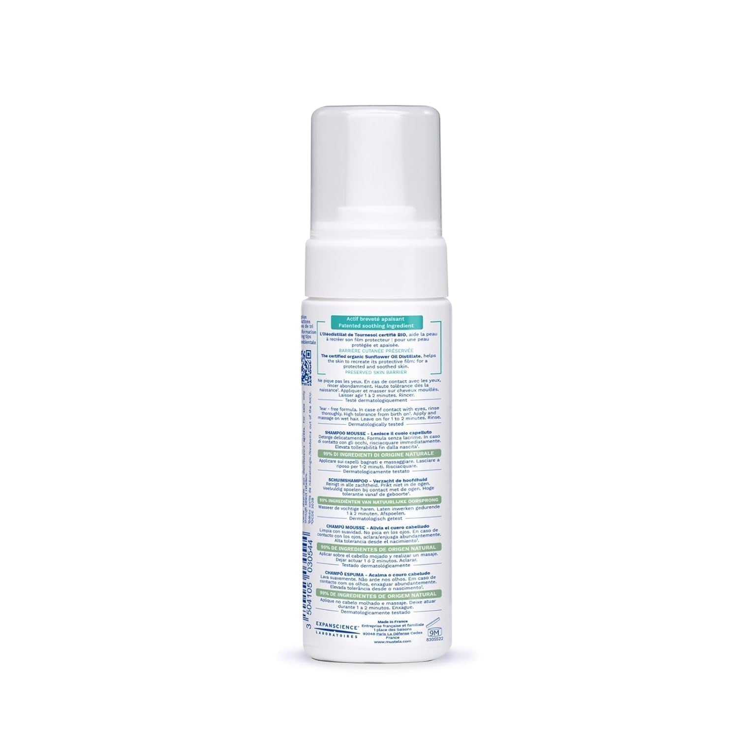 Stelatopia Champú Mousse para cuero cabelludo con sequedad extrema o dermatitis atópica, cabello, bebés, niños, toda la familia - reduce las rojeces y el picor (150ml) Infantil - Baño y Cuidado Naty Shop