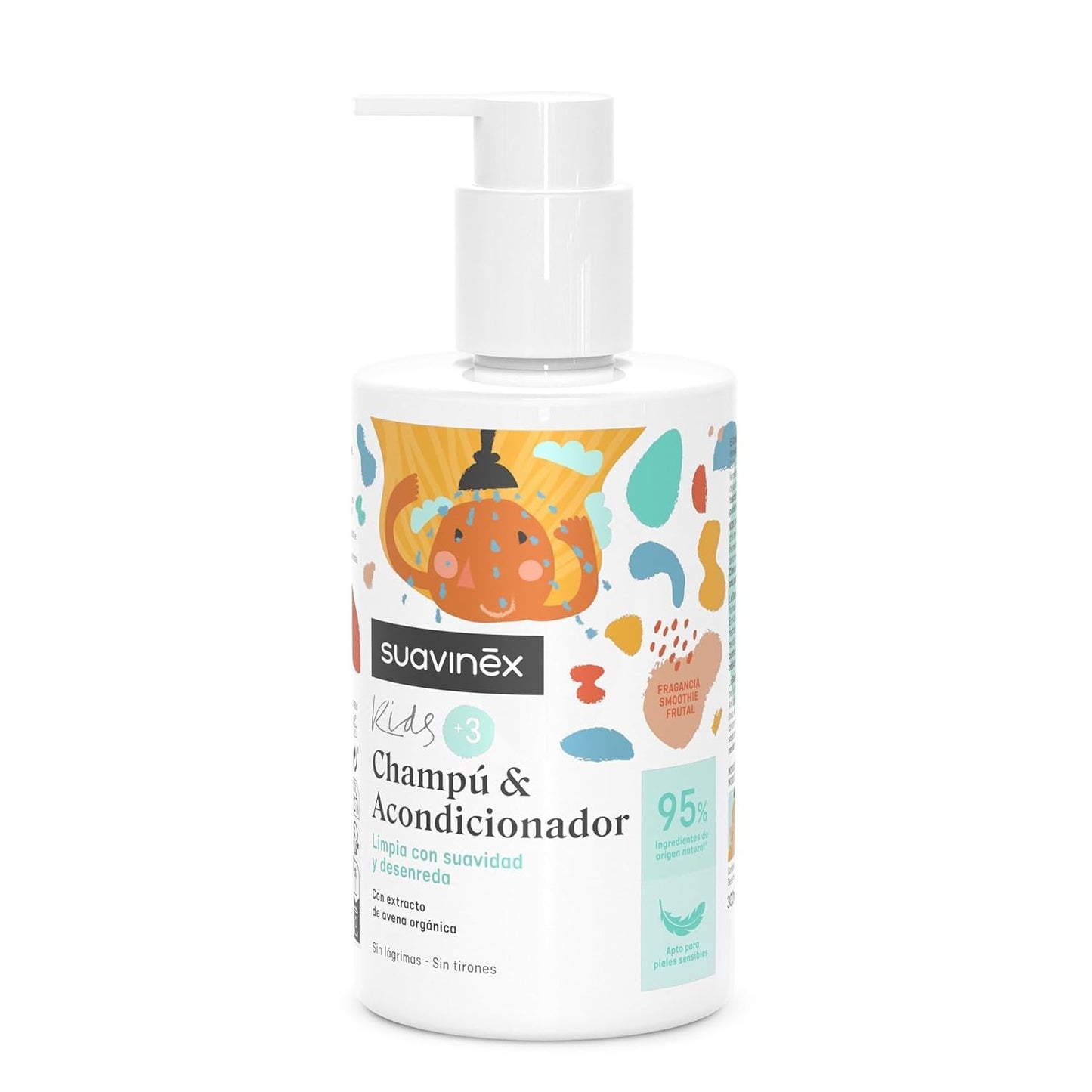 Suavinex, champú de cuidado para niños de 3 a 10 años, sin alérgenos, sin parabenos, sin siliconas, apto para pieles sensibles, sin lágrimas ni tirones, 95% ingredientes de origen natural, Niños - Baño y Cuidado Naty Shop Champú y acondicionador