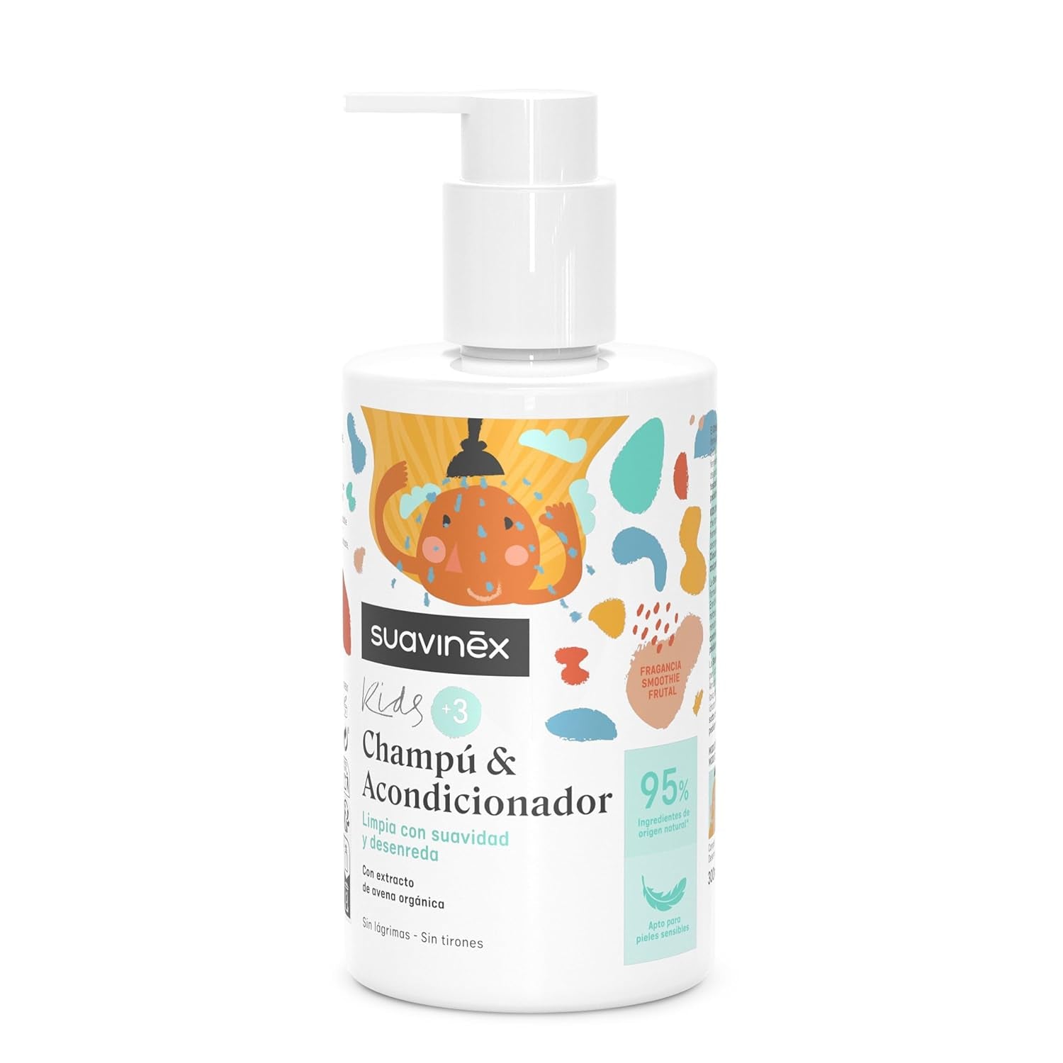 Suavinex, champú de cuidado para niños de 3 a 10 años, sin alérgenos, sin parabenos, sin siliconas, apto para pieles sensibles, sin lágrimas ni tirones, 95% ingredientes de origen natural, Niños - Baño y Cuidado Naty Shop Champú y acondicionador