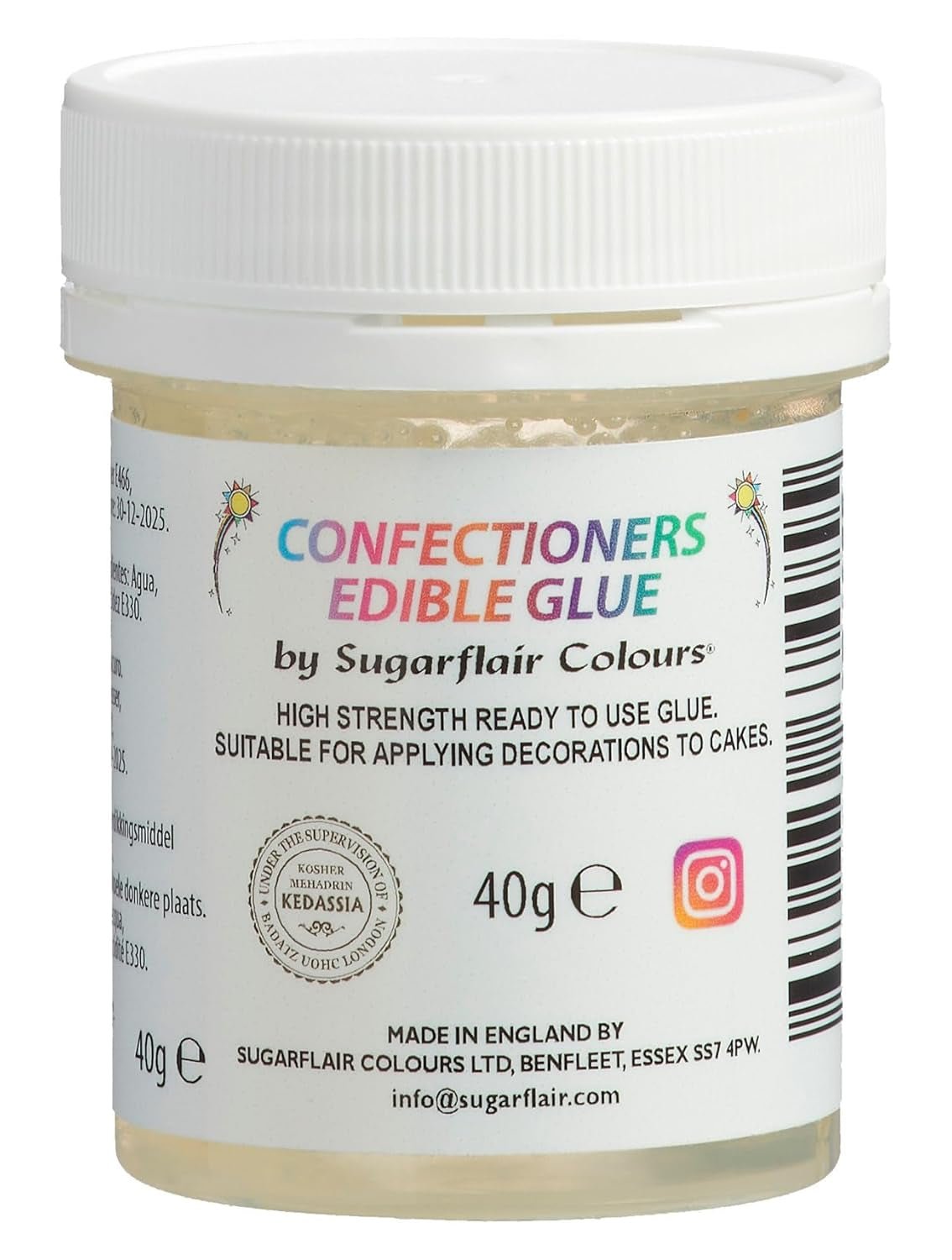 Sugarflair Confectioners Glue Edible Glue - pegamento comestible para decorar tartas, mazapán, fondant, galletas, cupcakes y bizcochos - 40ml Pasta de Azúcar Naty Shop Default Title
