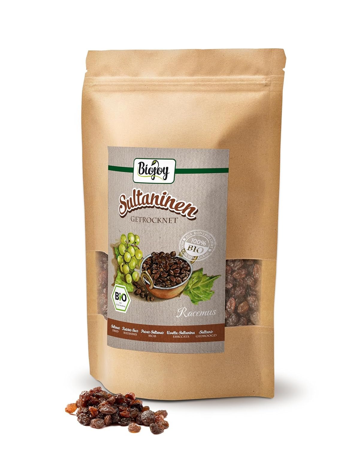 Pasas pasas ecológicas Biojoy (500 g), secas y sin azufre Naty Shop productos deshidratados