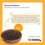 Pasas negras moradas 1 kg | Uvas pasas | Sin semillas y sin azúcar | productos sin ingeniería genética | Apto para vegetarianos y veganos | Ideal para combinar con chocolate y productos deshidratados de Naty Shop.