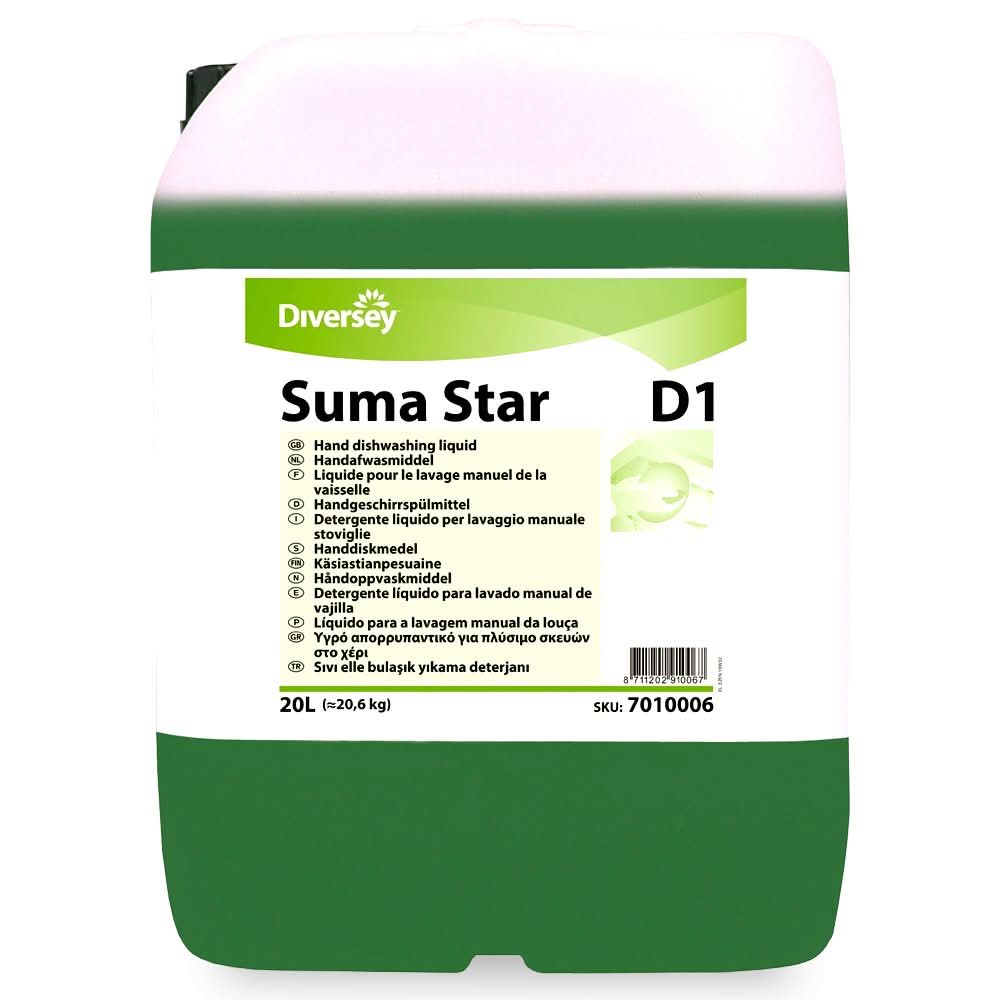 Suma Star D1 - Detergente líquido concentrado manual para vajilla profesional 20L Detergenti Nati Shop