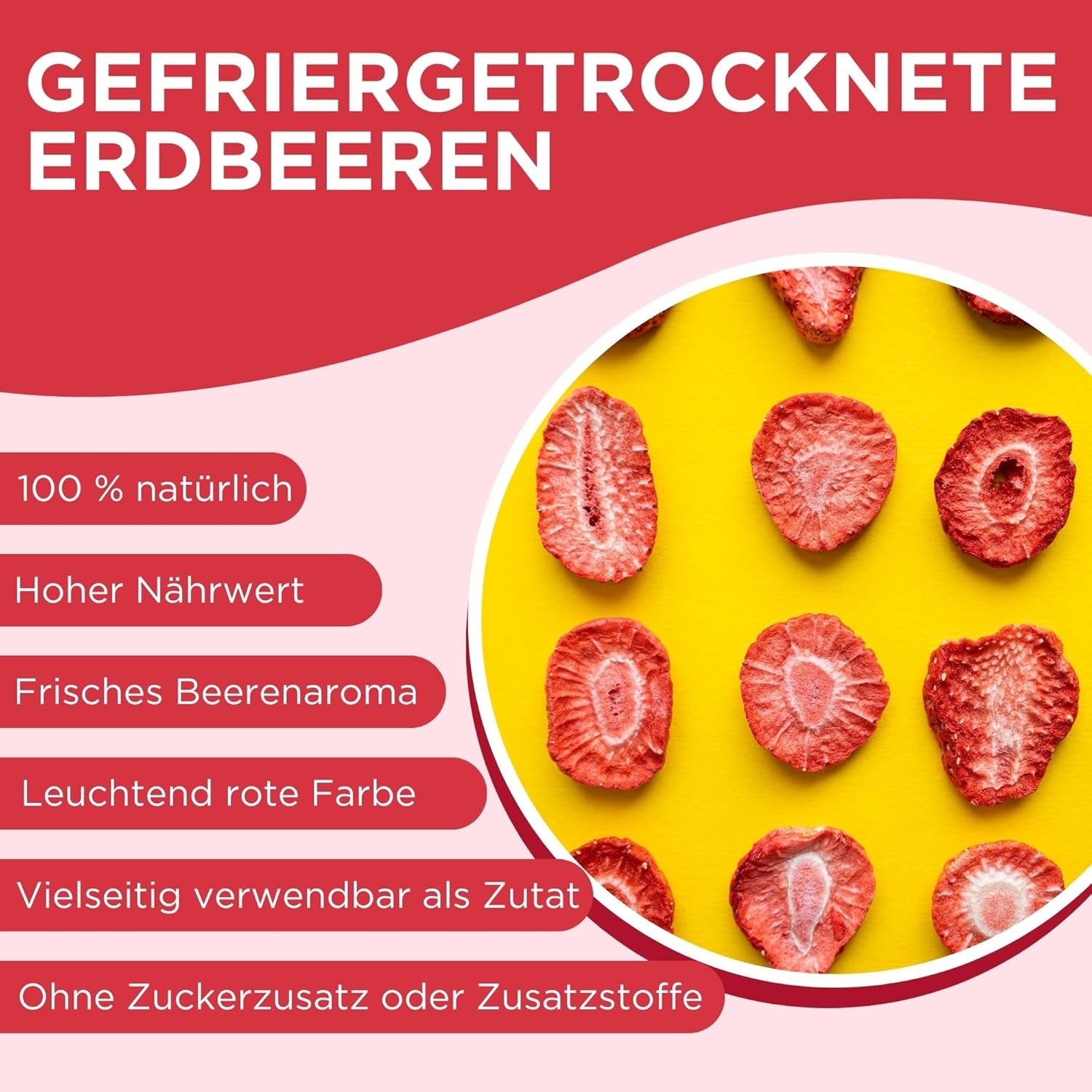 Fresas liofilizadas de verano - pack de 5 - sin azúcar, 100% naturales, deliciosos snacks crujientes para niños y mayores, ideal para cereales y luncheras (55g) Productos deshidratados Naty Shop