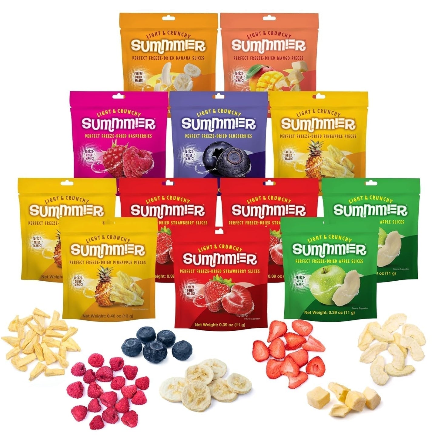 Fresas Liofilizadas Summer - Pack de 5 - Sin Azúcar, 100% Naturales, Deliciosos Snacks Crujientes para Niños y Adultos, Ideales para Cereales y Loncheras (55g) Naty Shop Productos Deshidratados Pack de 12 Mix