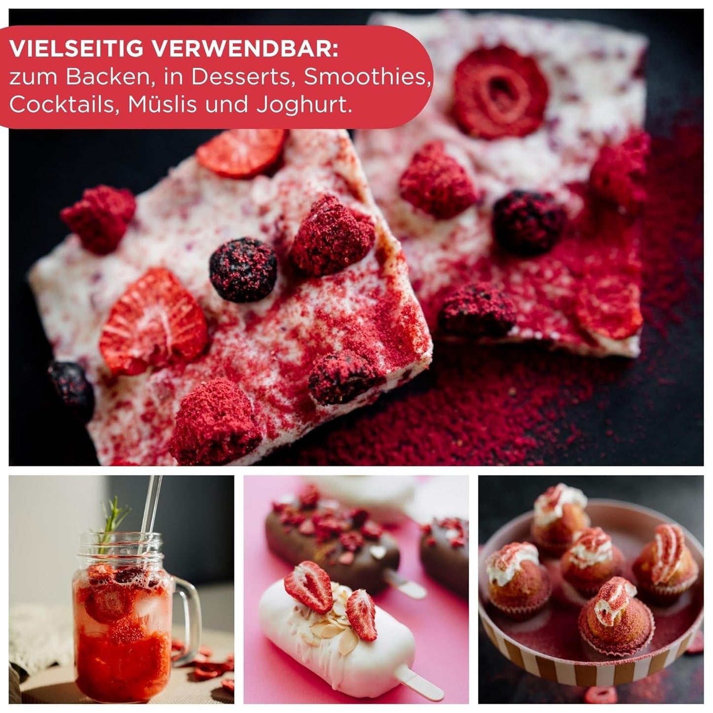 Fresas liofilizadas de verano - pack de 5 - sin azúcar, 100% naturales, deliciosos snacks crujientes para niños y mayores, ideal para cereales y luncheras (55g) Productos deshidratados Naty Shop