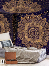 Tapiz aakriti gallery funda de cama mandala de algodón Hogar - Accesorios y Decoración Naty Shop Azul dorado 233,7L X 208,3B Cm