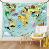 Tapiz abakuhaus Wanderlust animales mapa del mundo dibujos Hogar - Accesorios y Decoración Naty Shop