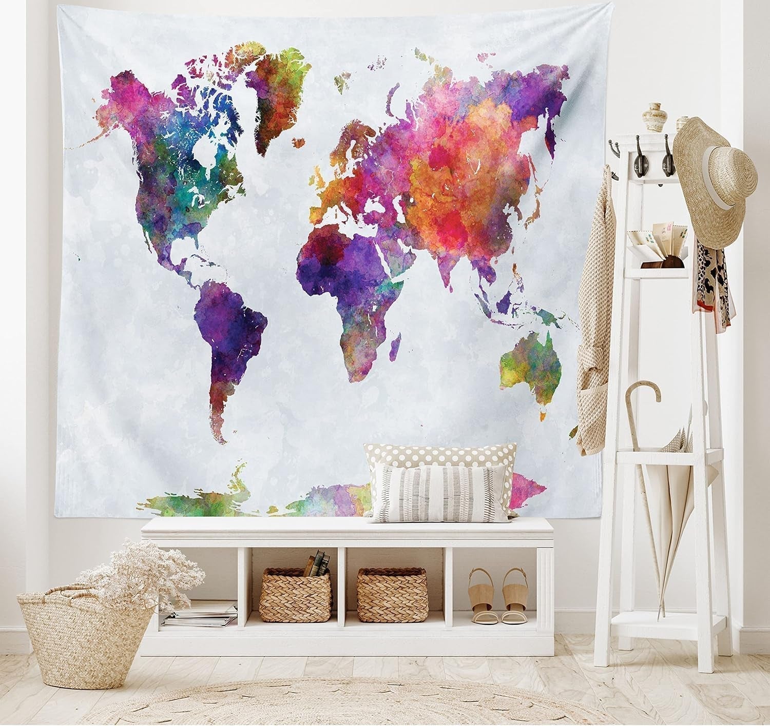 Tapiz abakuhaus Wanderlust mapa animal del mundo de dibujos animados - Naty Shop