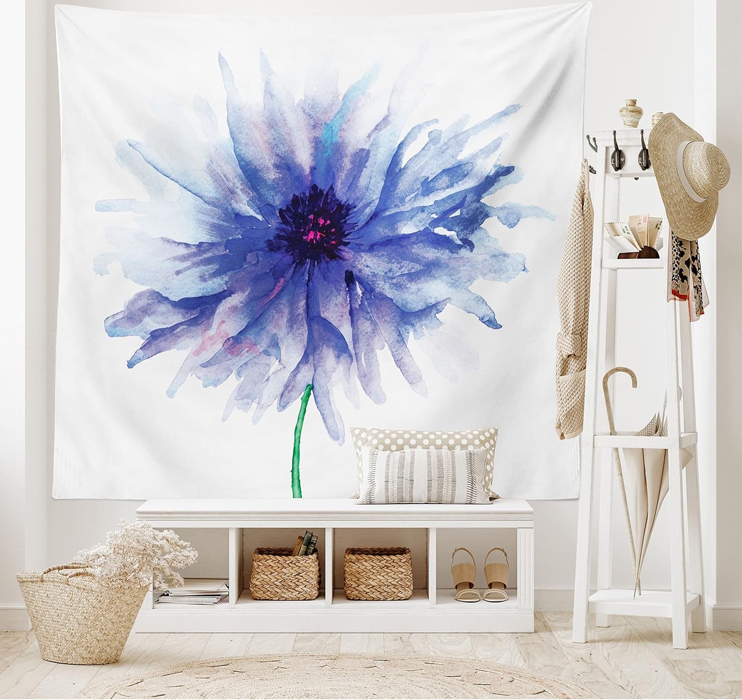 Tapiz abakuhaus Wanderlust mundo animal mapa dibujos Hogar - Accesorios y Decoración Naty Shop Azul Marino Blanco 230L X 140B Cm
