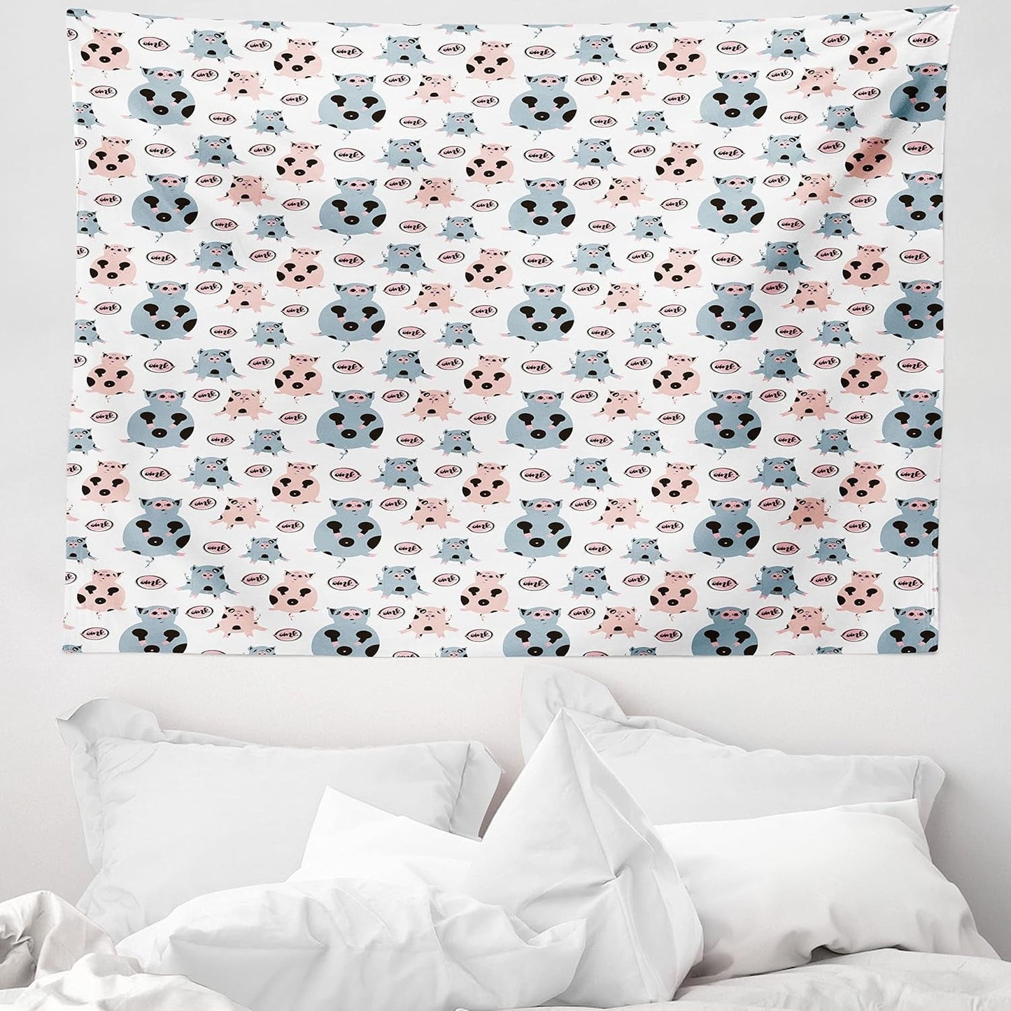 Tapiz abakuhaus Wanderlust mundo animal mapa dibujos Hogar - Accesorios y Decoración Naty Shop Gris Azul 150L X 110B Cm