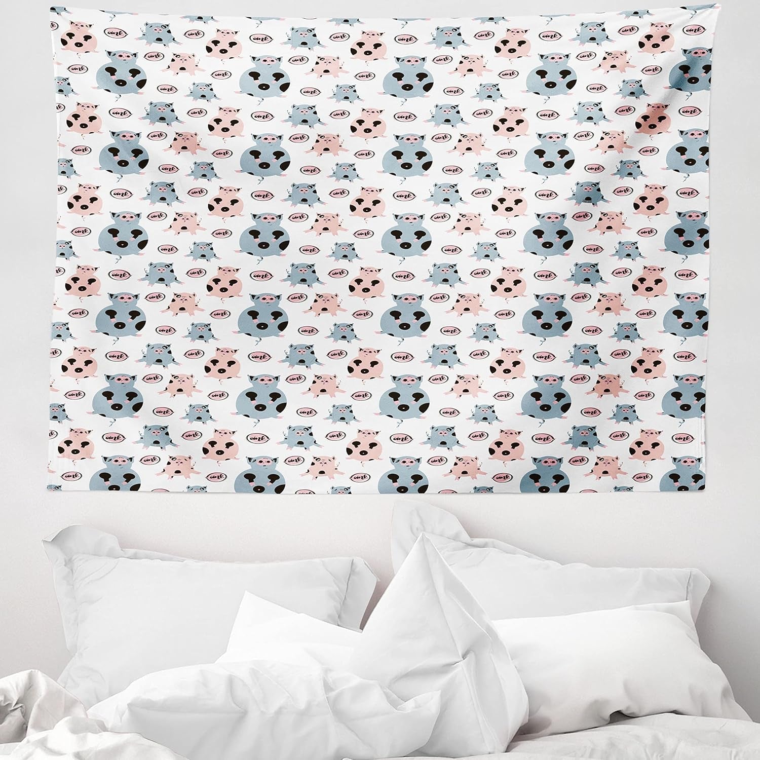 Tapiz abakuhaus Wanderlust mundo animal mapa dibujos Hogar - Accesorios y Decoración Naty Shop Gris Azul 150L X 110B Cm
