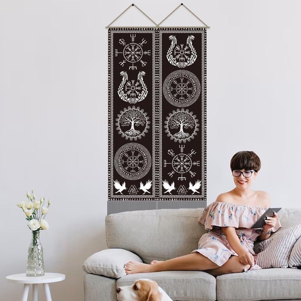 Tapiz artesanal símbolo vikingo árbol de la vida runas Casa - Accesorios y Decoración Naty Shop