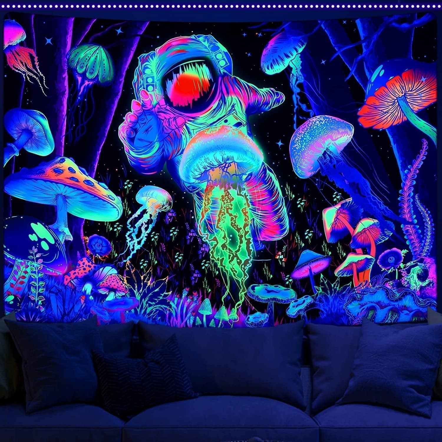 Tapiz alishomtll luz negra arte abstracto de la pared Hogar - Accesorios y Decoraciones Naty Shop Multi 150L X 130B Cm