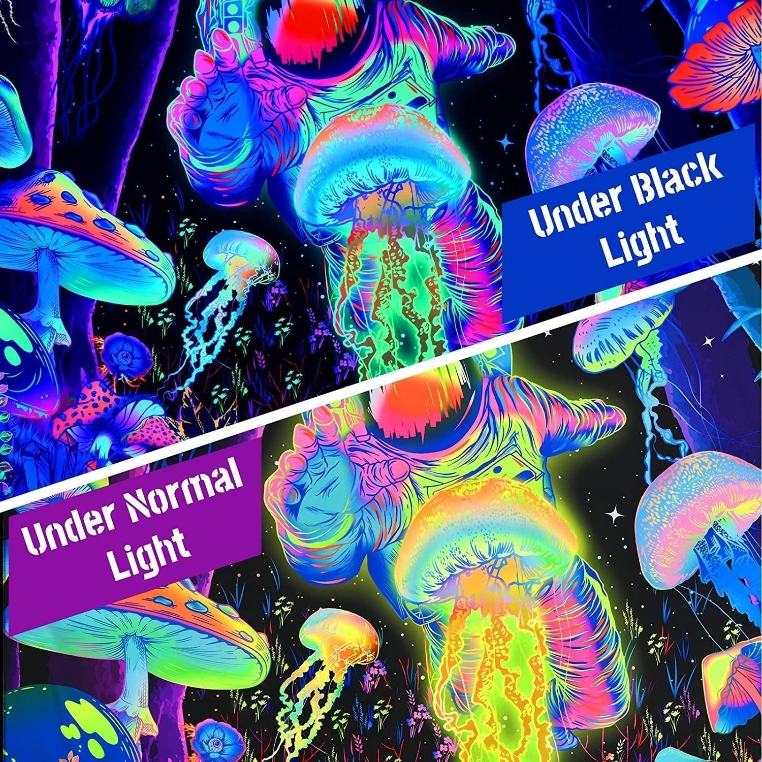 Tapiz alishomtll luz negra arte abstracto de pared Hogar - Accesorios y Decoración Naty Shop