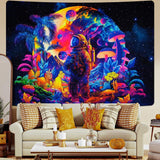 Tapiz alishomtll luz negra astronauta seta fluorescente botánico Hogar - Accesorios y Decoración Naty Shop